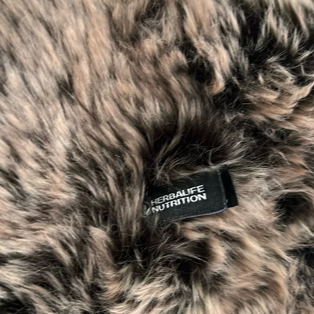 Two Tone Brown Faux Fur Tie From Shawl One Size